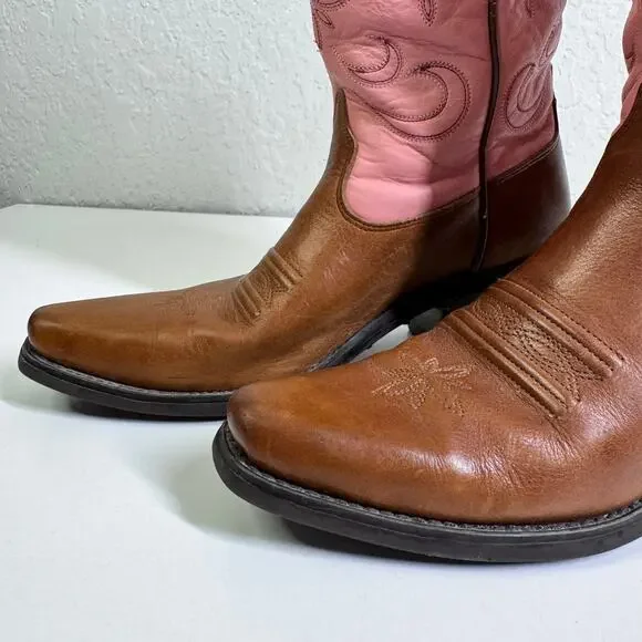 ARIAT Boots 6B Moon Fringe Tassels Cowboy Snipe Toe Cowgirl Rodeo Pink Western - Picture 6 of 12